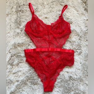 NEW Red Lace Lingerie Bodysuit
